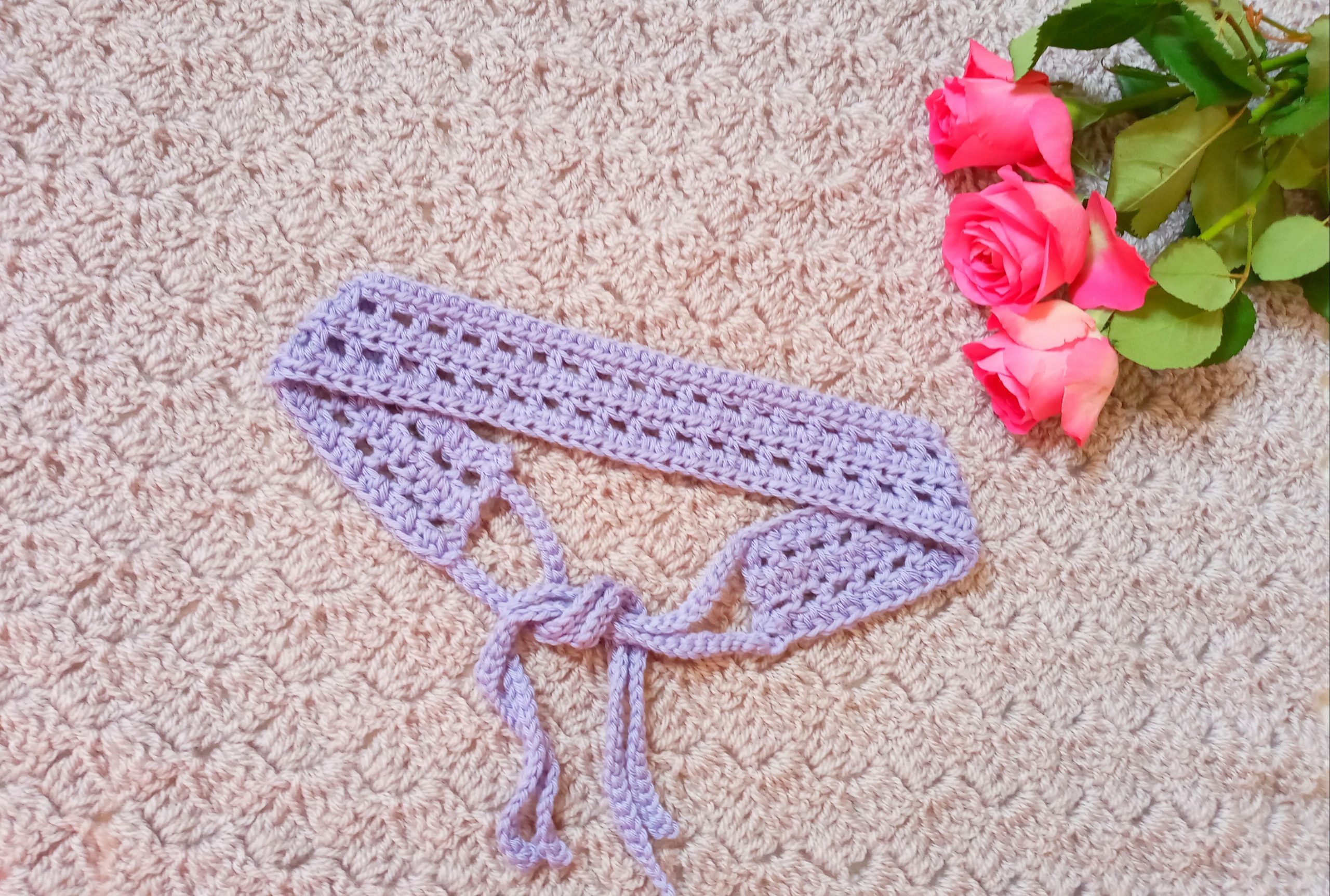 Designer Padded Crochet Headband Lavender Melange 